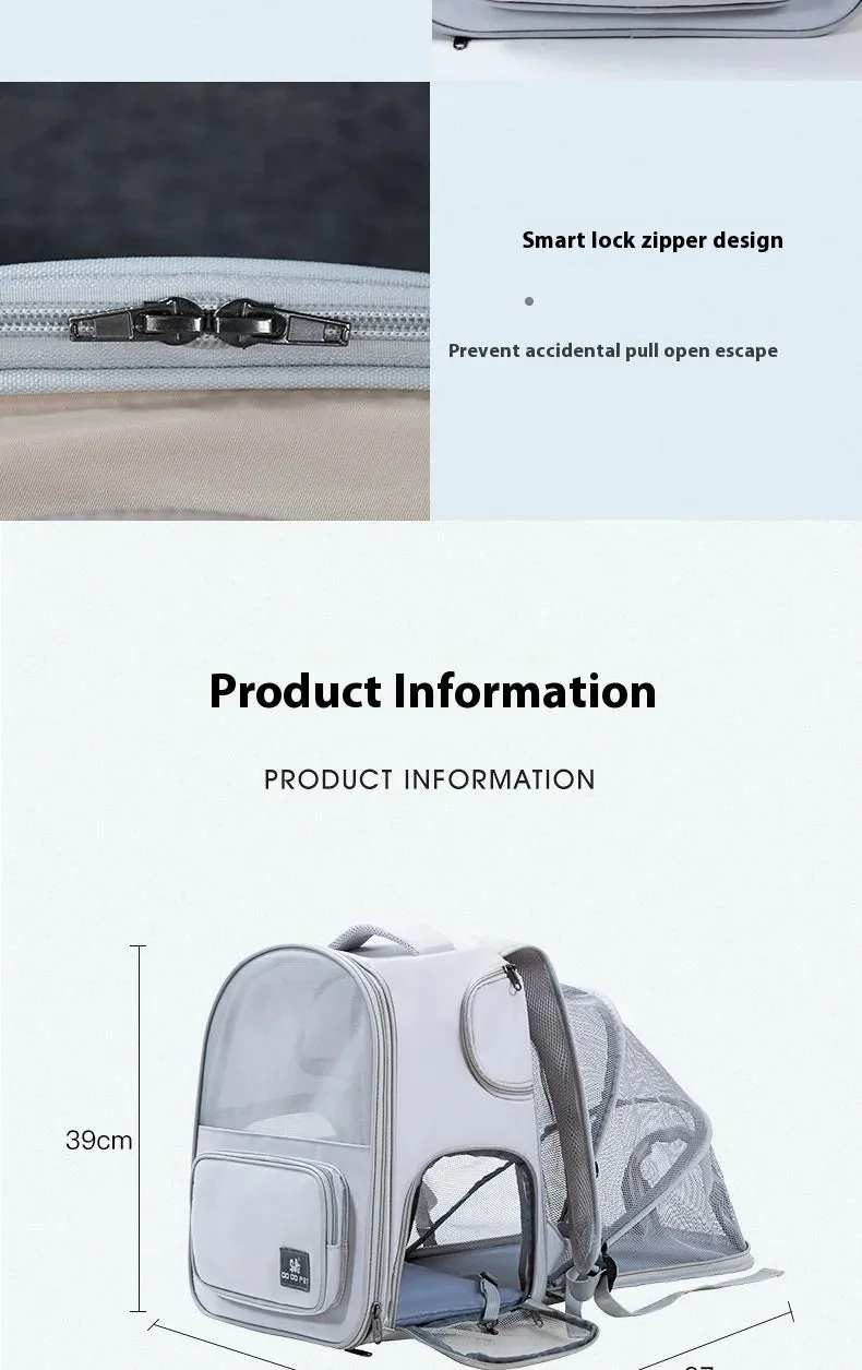 Pet Backpack Expandable Foldable Cat Carrier for Small Medium Dog and Cat Transport Dog Bag Large Space Pets Carrier with Zipper