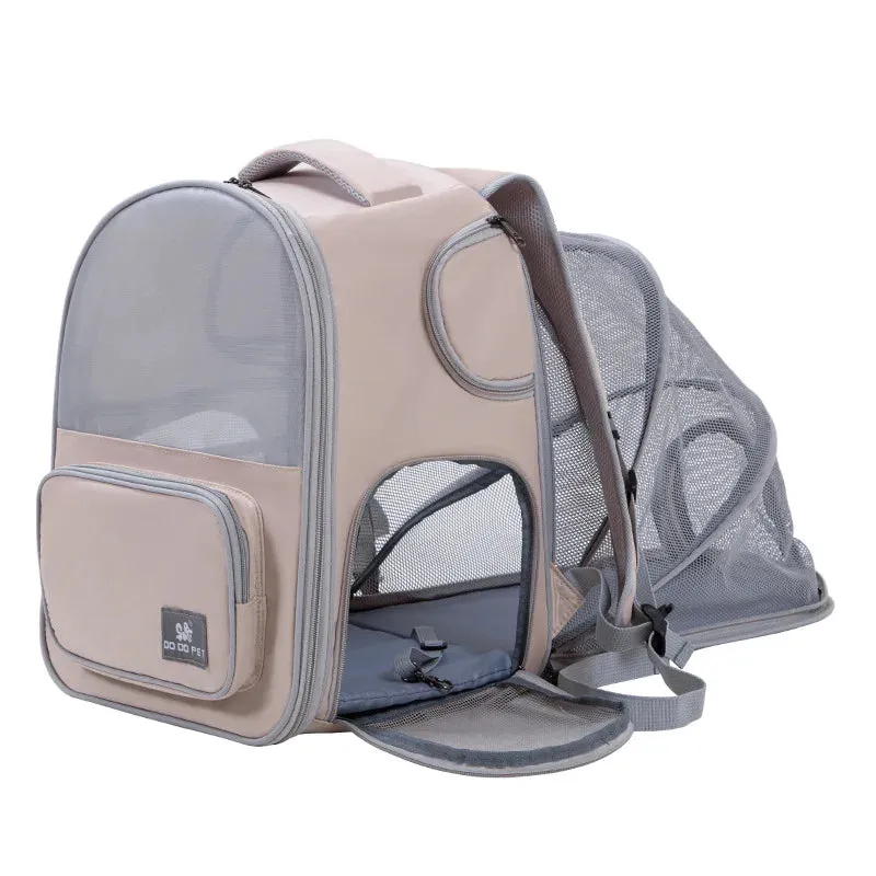 Pet Backpack Expandable Foldable Cat Carrier for Small Medium Dog and Cat Transport Dog Bag Large Space Pets Carrier with Zipper