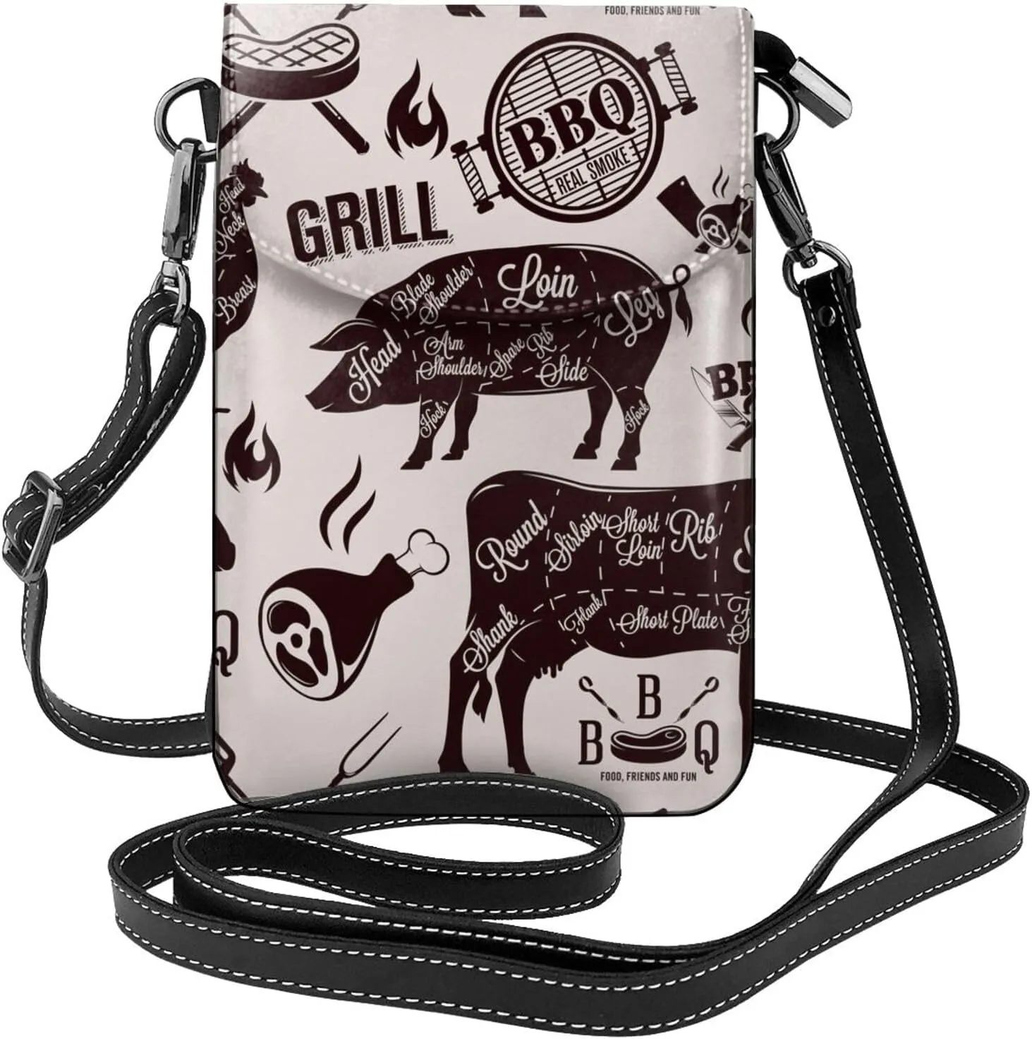 Peynir Beef Meat Cuts Barbecue Brisket Cell Phone Purse Small Crossbody Bags Lightweight Shoulder Bag For Women
