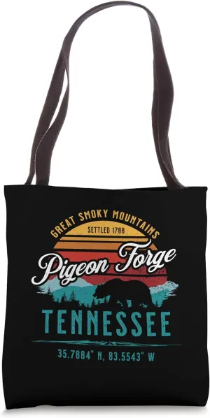 Pigeon Forge Tennessee Great Smoky Mountains Bear Retro Sun Tote Bag