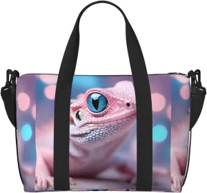 Pink Lizard Travel Bag for Women Men Weekender Bags Carry on Overnight Bag Tote Bag Yoga Gym Bag for Gym, Work, Weekend, Travel, Personal Items