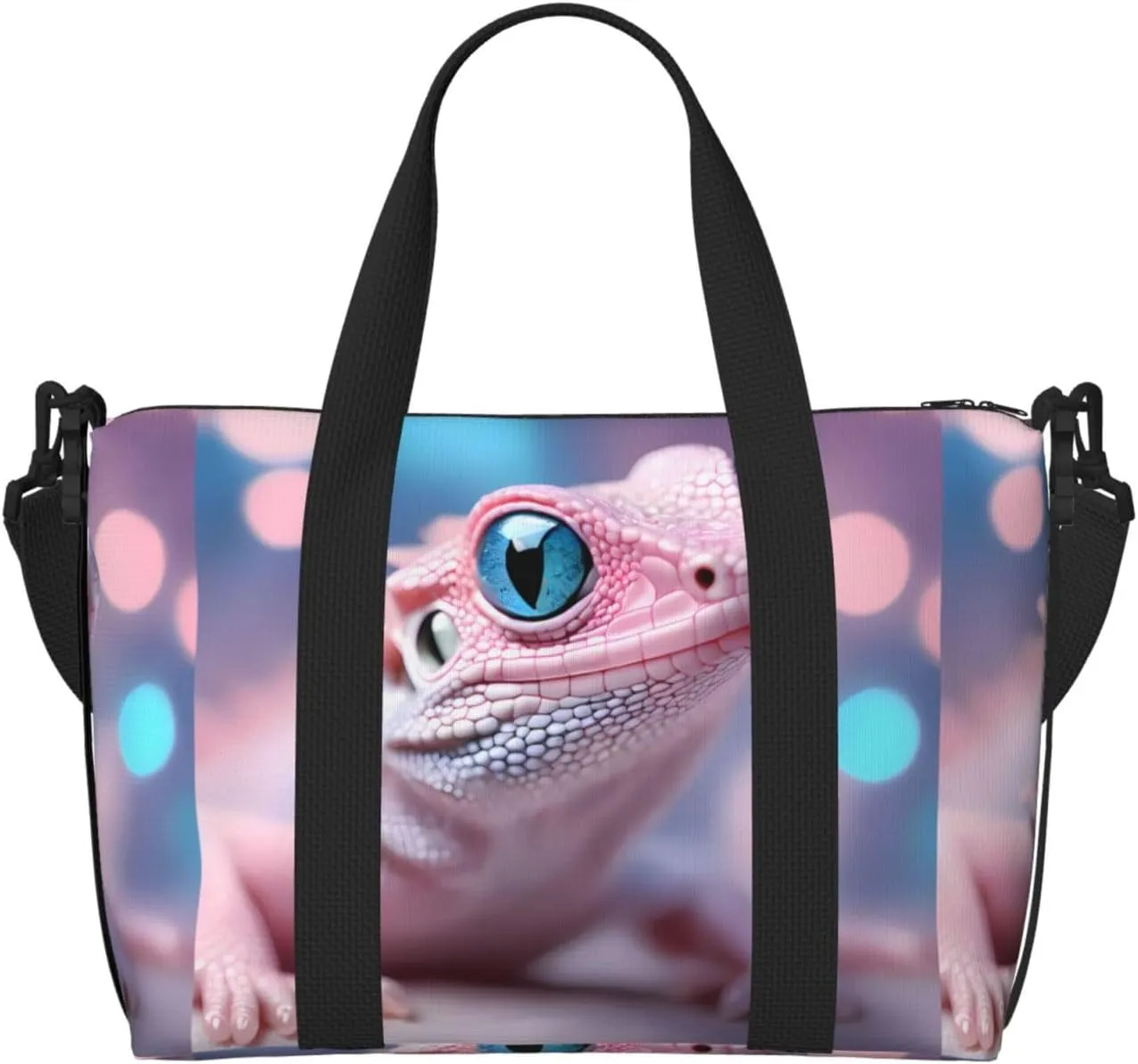 Pink Lizard Travel Bag for Women Men Weekender Bags Carry on Overnight Bag Tote Bag Yoga Gym Bag for Gym, Work, Weekend, Travel, Personal Items