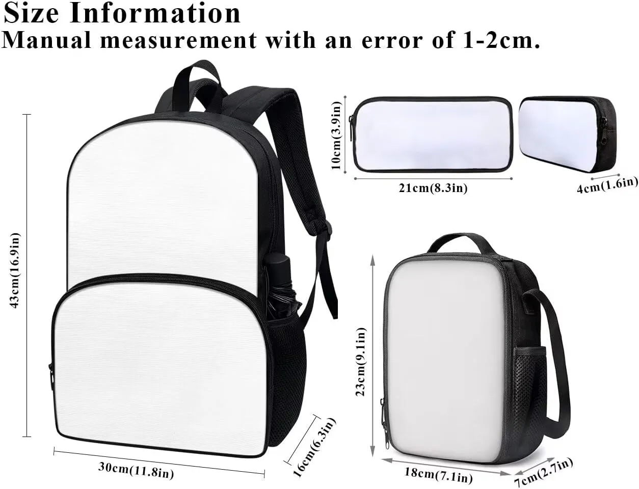 PinUp Angel Black Purple Musical Notation Print Cute Patterned Backpack With Pencil Bag and Lunch Bag for Boys Girls, Kids Backpacks for Elementary School with Adjustable Padded Straps