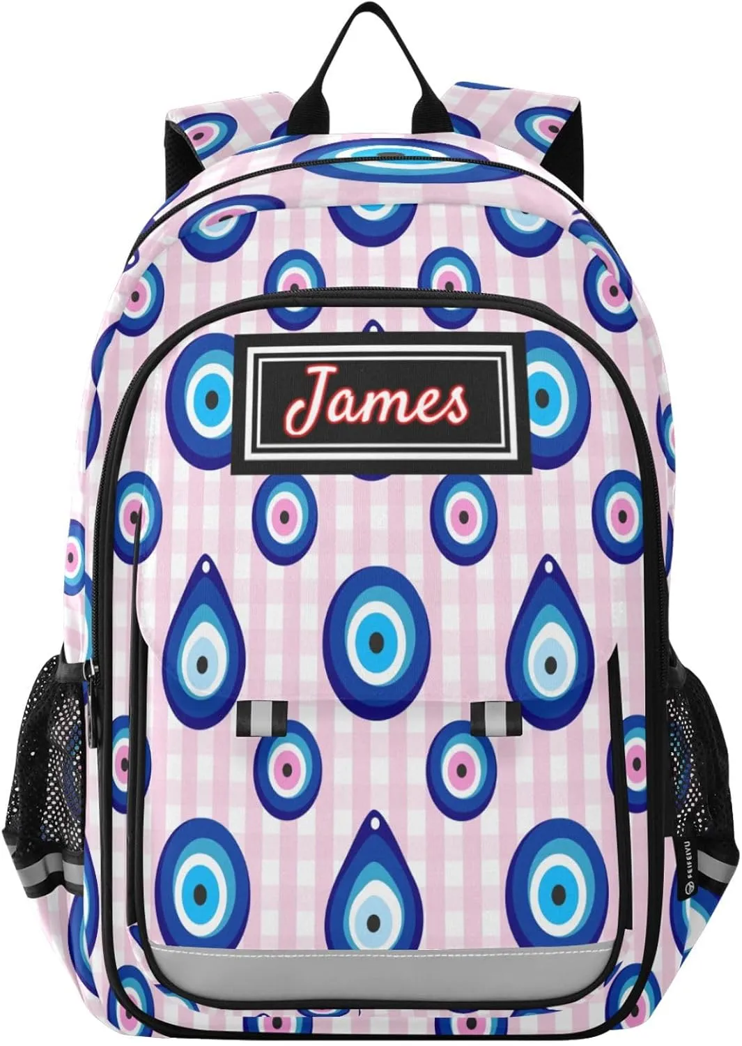 Plaaee Personalized Backpack Evil Eye Turkish Custom Backpacks for School Back to School Gifts, Schoolbag for Boys Girls Kids