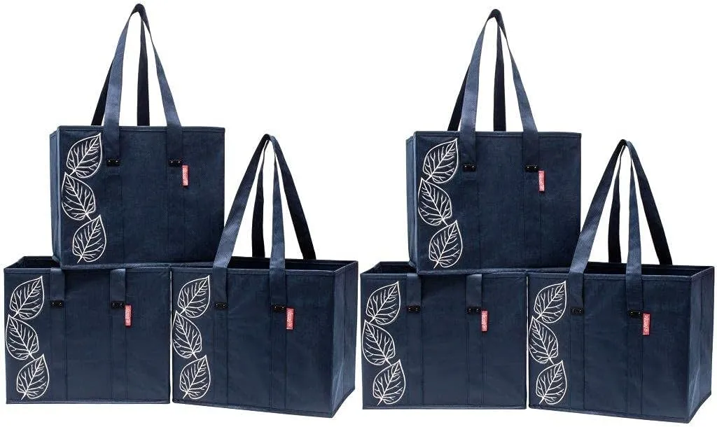 PLANET E Reusable Premium Quality Grocery Shopping Box Bags - Heavy Duty Tote Set with Reinforced Bottom