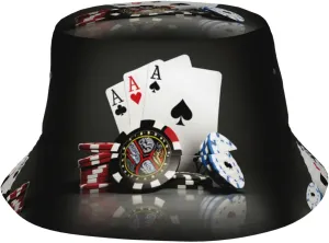 Playing Poker Cardsga Bucket Hat Sun Cap, Fisherman Hat for Women Men Outdoor Fishing Hiking Camping Gardening