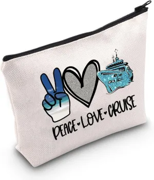 POFULL Cruise Travel Gift Cruise Lover Gift Peace Love Cruise Cosmetic Bag Summer Vacation Gift (PEACE LOVE CRUISE bag)
