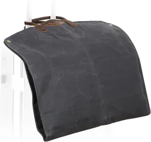 Polare 43” Waxed Canvas Full Grain Leather Trim Garment Bag for Travel, Large Carry on Business Suitcase Cover with YKK Zipper, Waterproof Hanging Suit Garment Cover with Handles,1 pack