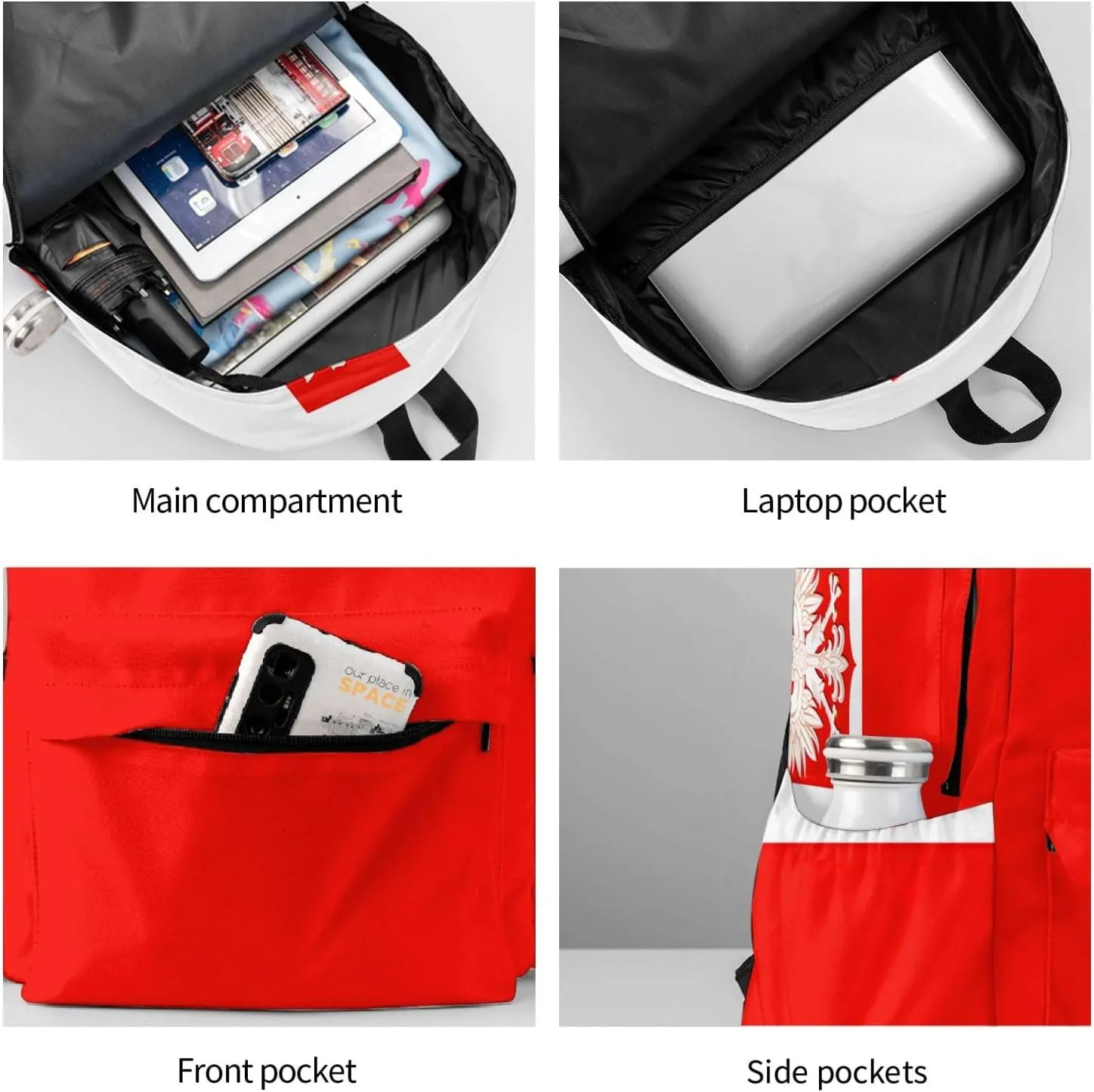 Polish Flag Poland Polska Eagle Laptop Backpack Work Travel Backpacks Business Rucksack Casual Outdoor Daypack with Adjustable Strap Bags for Sports Office Gym Hiking