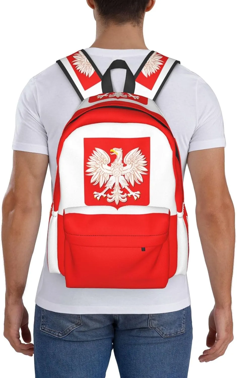 Polish Flag Poland Polska Eagle Laptop Backpack Work Travel Backpacks Business Rucksack Casual Outdoor Daypack with Adjustable Strap Bags for Sports Office Gym Hiking