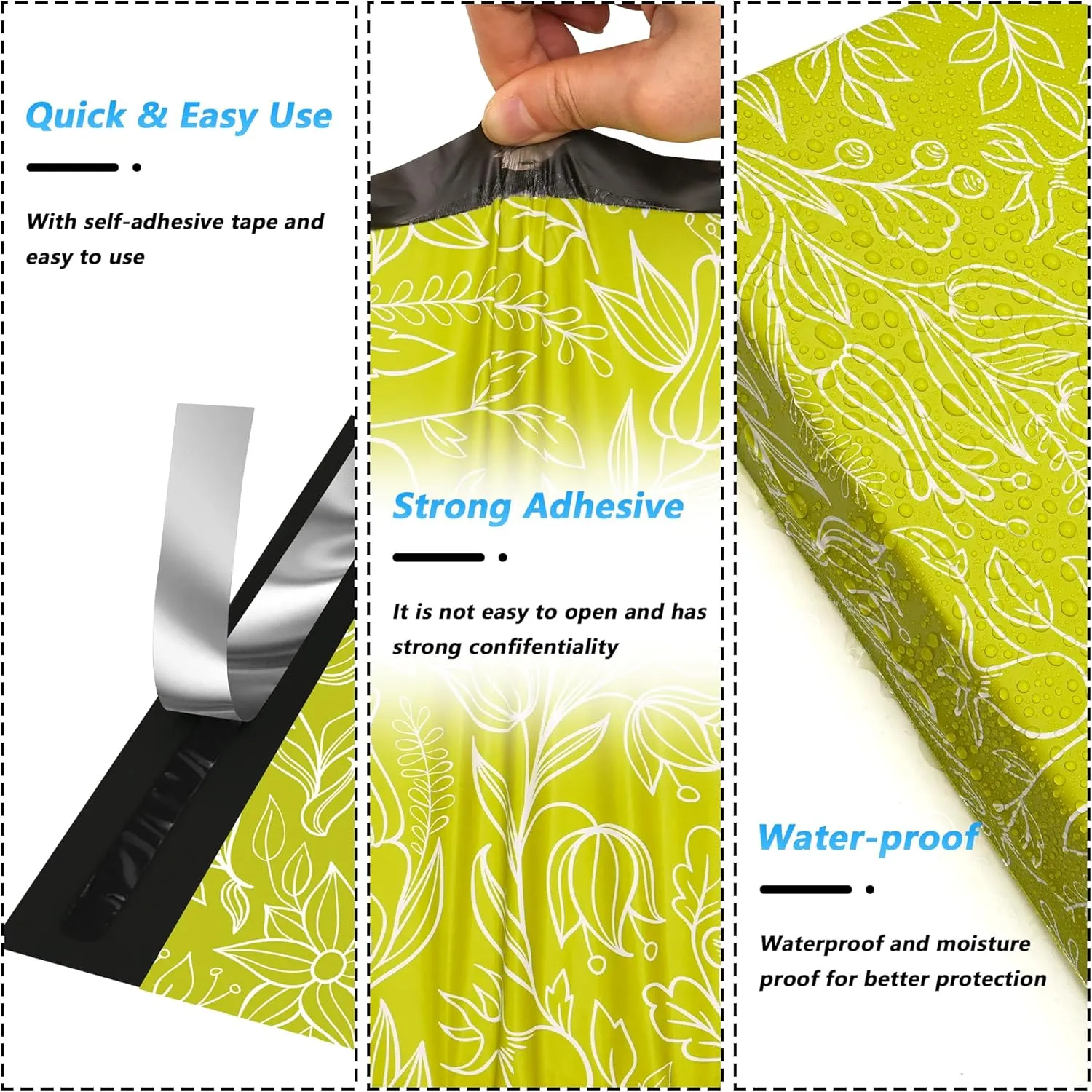 Poly Mailer 10x13 Inch 100 Pcs, Waterproof and Tear-Resistant Shipping Bags for Clothing, Strong Mailing Bags with Self-Seal, Cute Packaging Bags for Small Business - Flower