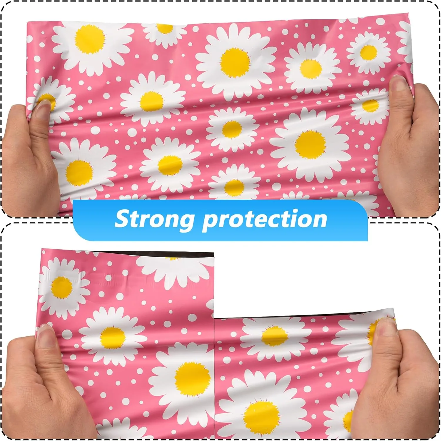 Poly Mailer 14.5x19 Inch 50 Pcs, Waterproof and Tear-Resistant Shipping Bags for Clothing, Cute Mailing Bags with Self-Seal, Daisy Printed Packaging Bags for Small Business
