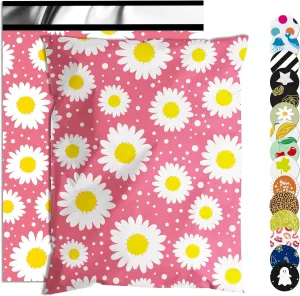Poly Mailer 14.5x19 Inch 50 Pcs, Waterproof and Tear-Resistant Shipping Bags for Clothing, Cute Mailing Bags with Self-Seal, Daisy Printed Packaging Bags for Small Business