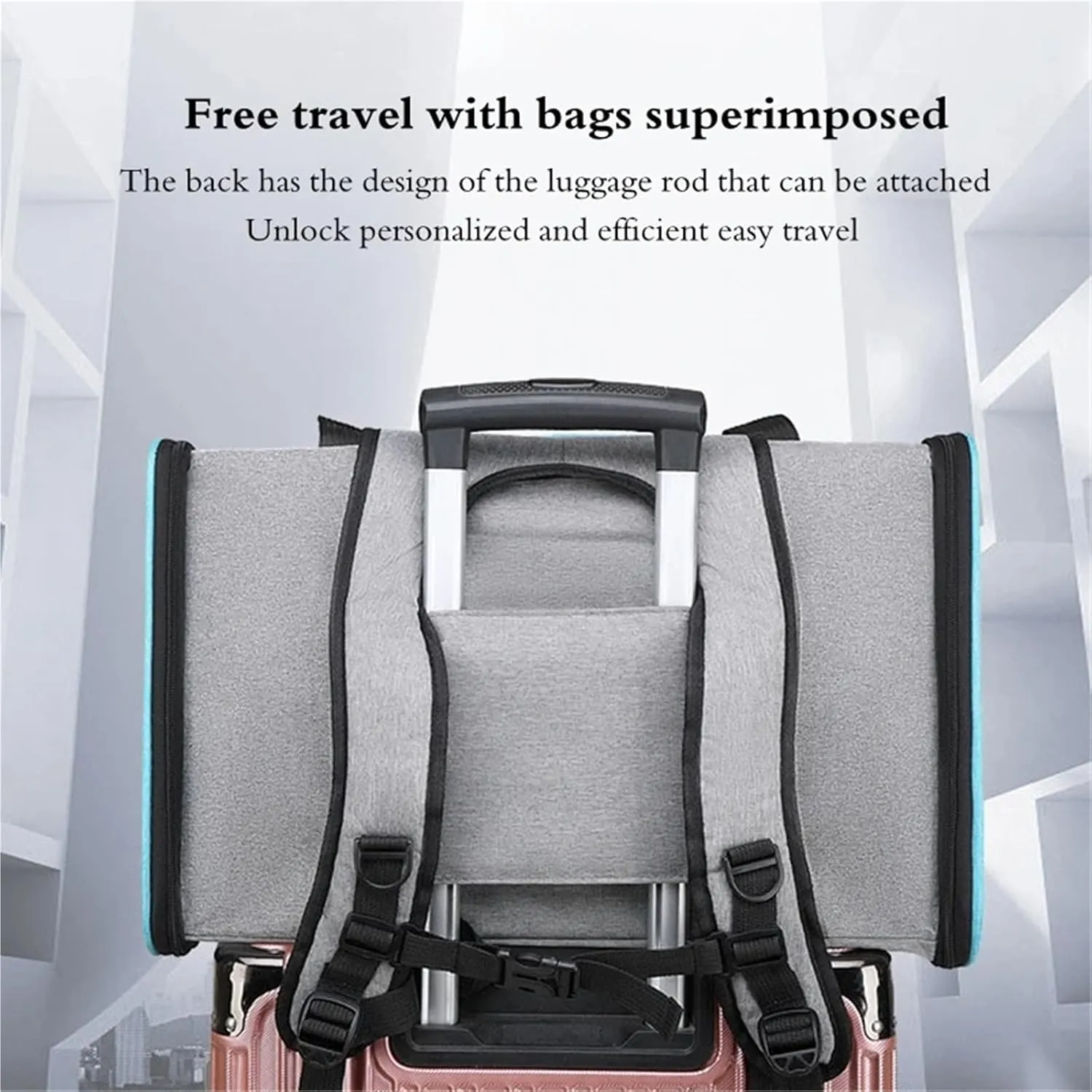 Portable Cat Carrier Bag Foldable Cats Handbag Reflective Pet Shoulder Bag Crossbody Cat Backpack Outdoor Travel Transportation(Grey Blue)