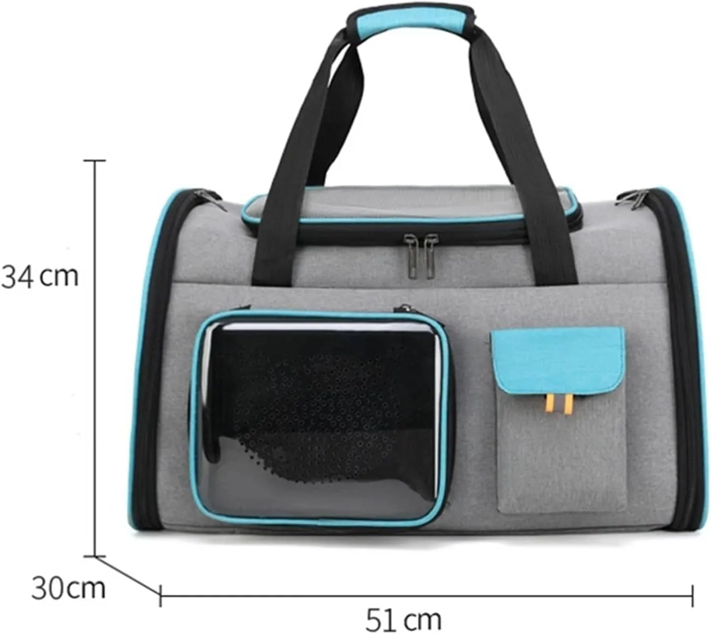 Portable Cat Carrier Bag Foldable Cats Handbag Reflective Pet Shoulder Bag Crossbody Cat Backpack Outdoor Travel Transportation(Grey Blue)