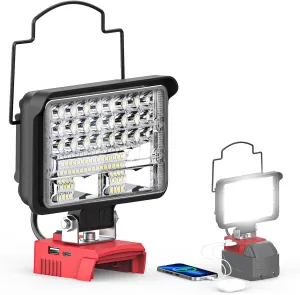 Portable LED Work Light for Milwaukee m18 18v Battery,Ecarke LED Flood Light 78W 7800 Lumens of Brightness with USB&Type C Charging Port & Low Voltage Protection,Cordless Work Light (Bare Tool Only)