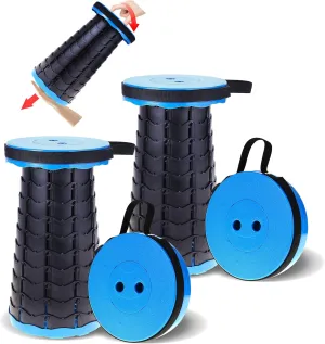 PowerTRC 2 Pack Portable Folding Stool for Camping and Outdoor Use, Collapsible with Load Capacity of 400 lbs, Adjustable Height from 2.5 in to 18 in