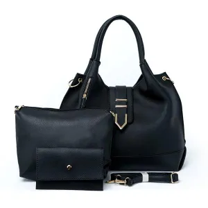 Prado Authentic Premium Leather Bag Set of 3 - Black