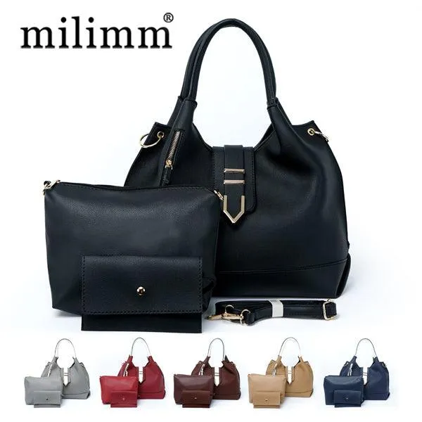 Prado Authentic Premium Leather Bag Set of 3 - Black