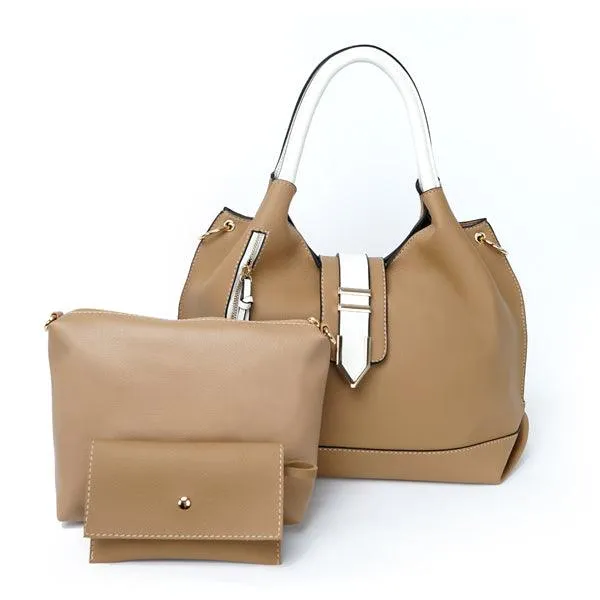 Prado Authentic Premium Leather Bag Set of 3 - Brown