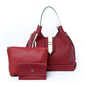 Prado Authentic Premium Leather Bag Set of 3 - Wine