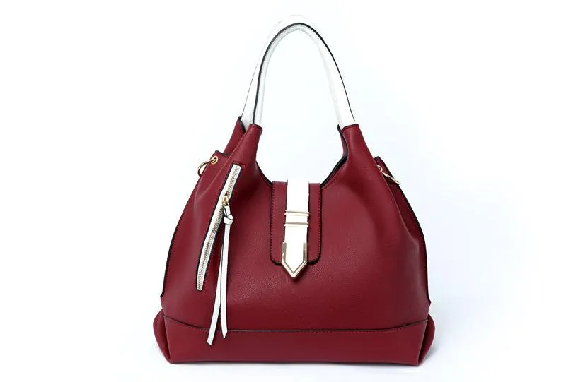 Prado Authentic Premium Leather Bag Set of 3 - Wine