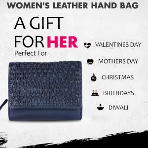 Premium Genuine Leather Women's Wallet: RFID Blocking, Multiple Card Slots, Zipper Pocket - Stylish & Durable - Perfect for Everyday Use (VL-408-Navy)
