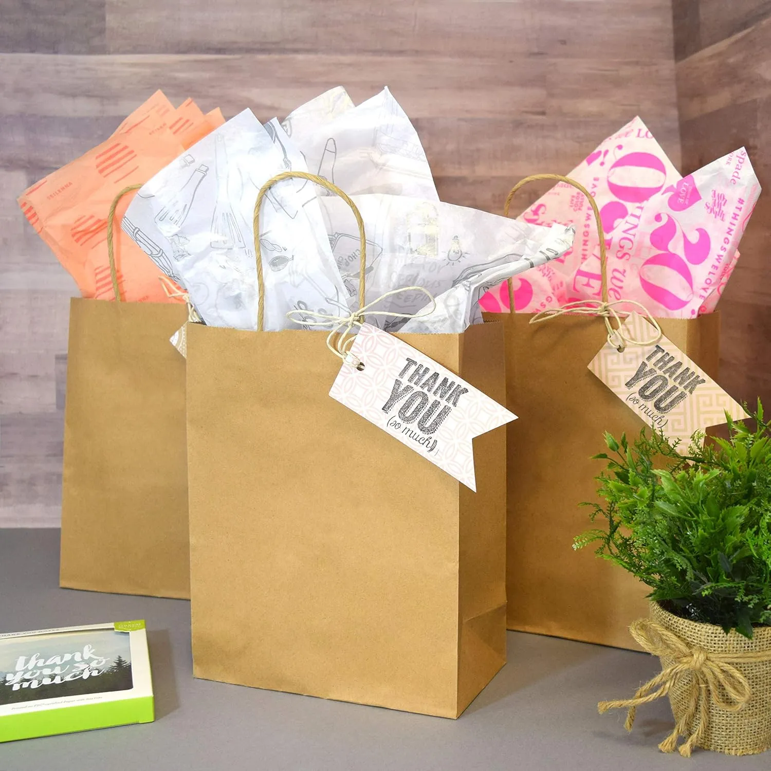 Prime Line Packaging Brown Paper Bags with Handles, Kraft Gift for Small Business, Shopping, Retail Store, Boutique, Christmas, Bulk, 8x4x10, 400 Pack