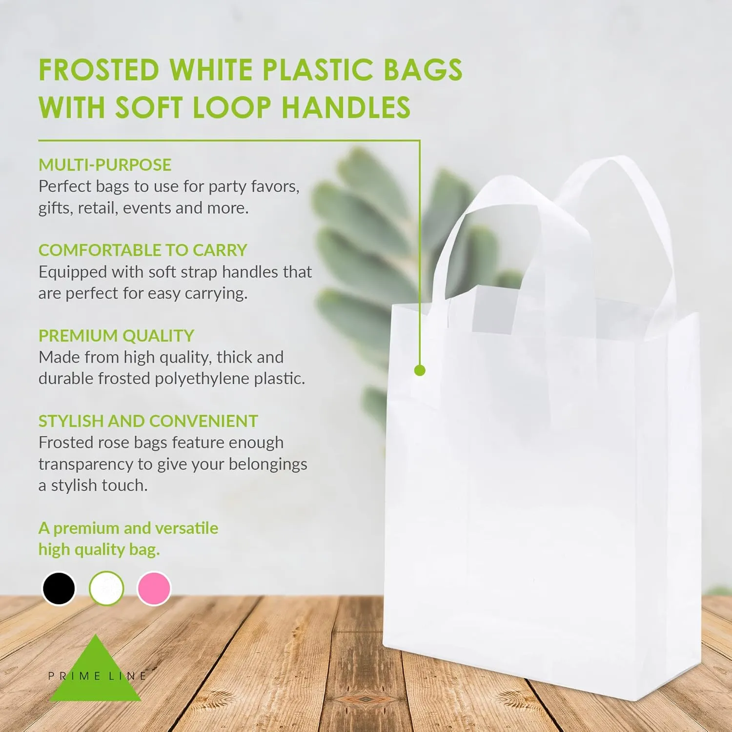 Prime Line Packaging Clear Plastic Bags with Handles for Small Business, Welcome Goody, Frosted Gift Tote for Boutiques, Events, Bulk, 8x4x10 400 Pack