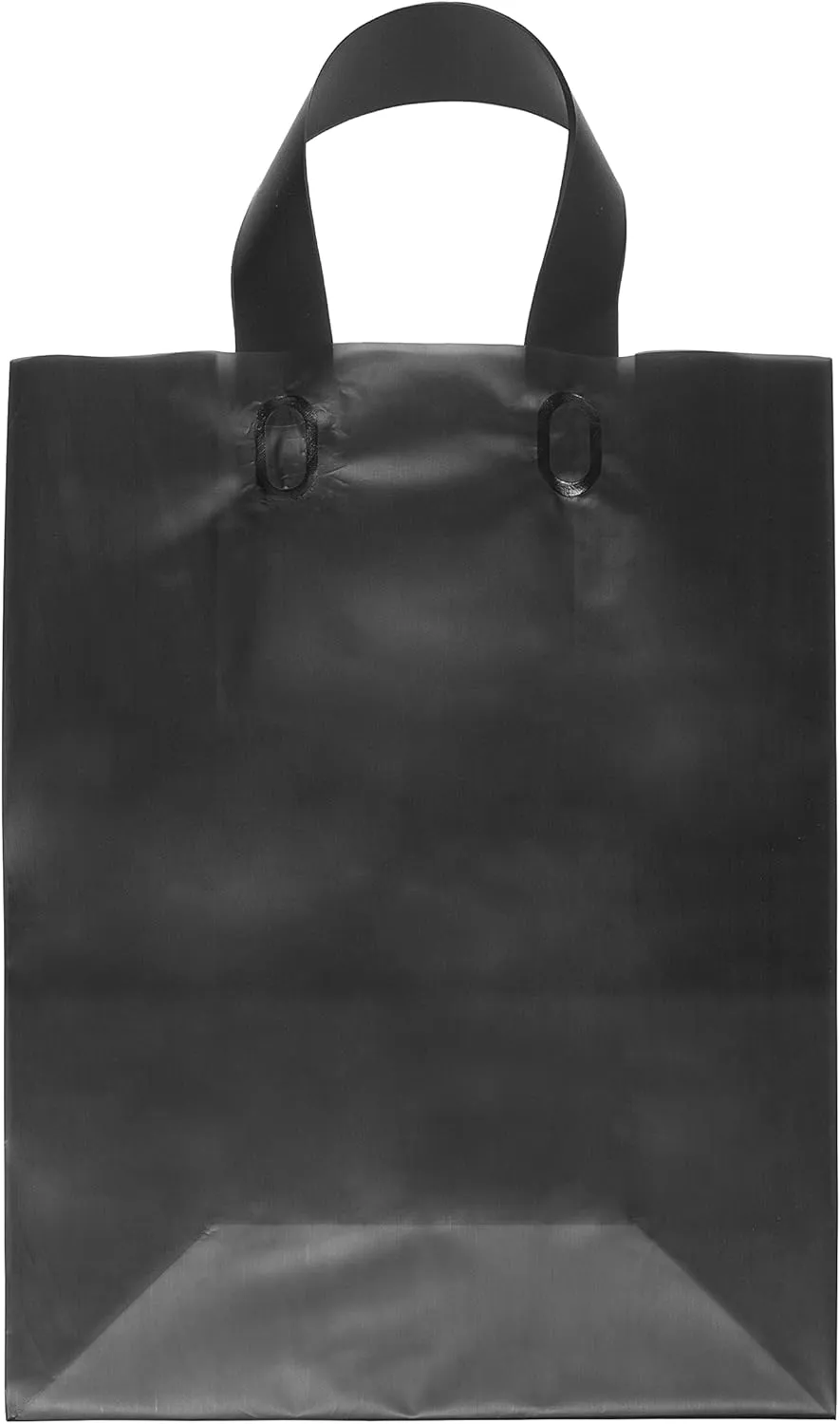 Prime Line Packaging Plastic Gift Bags with Handles, Medium Shopping Tote for Small Business, Boutiques, Reusable, Black Frosted, 10x5x13 50 Pack