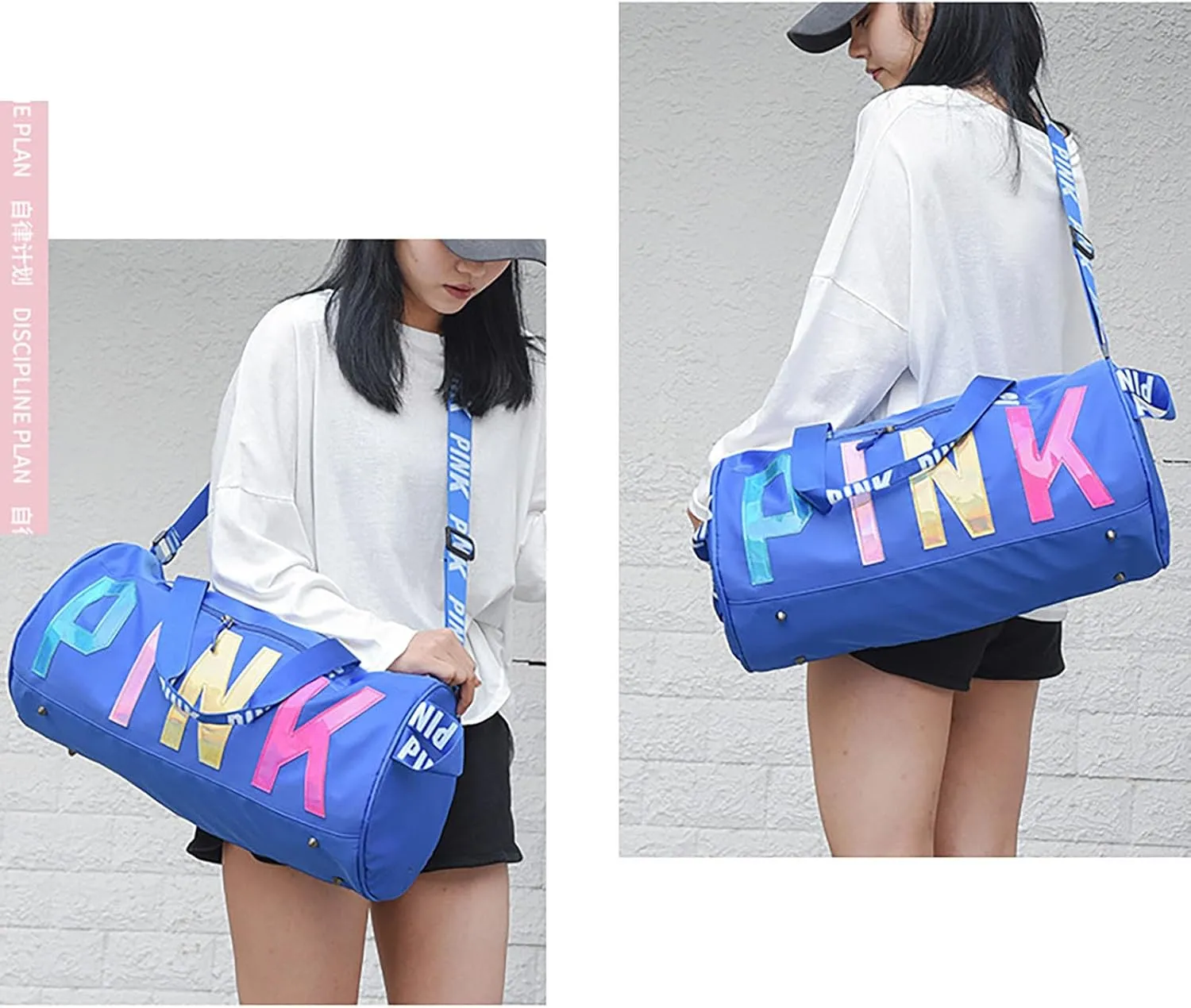 Printed Travel Tote Bag Dry Wet Separation Sports Duffels Bag with Shoes Compartment Weekender Bag for Women and Men (Blue Laser)