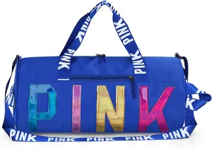 Printed Travel Tote Bag Dry Wet Separation Sports Duffels Bag with Shoes Compartment Weekender Bag for Women and Men (Blue Laser)