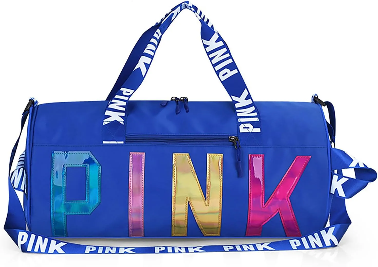Printed Travel Tote Bag Dry Wet Separation Sports Duffels Bag with Shoes Compartment Weekender Bag for Women and Men (Blue Laser)