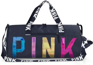 Printed Travel Tote Bag Dry Wet Separation Sports Duffels Bag with Shoes Compartment Weekender Bag for Women and Men (Dark Blue Laser)