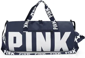 Printed Travel Tote Bag Dry Wet Separation Sports Duffels Bag with Shoes Compartment Weekender Bag for Women and Men (Dark Blue)