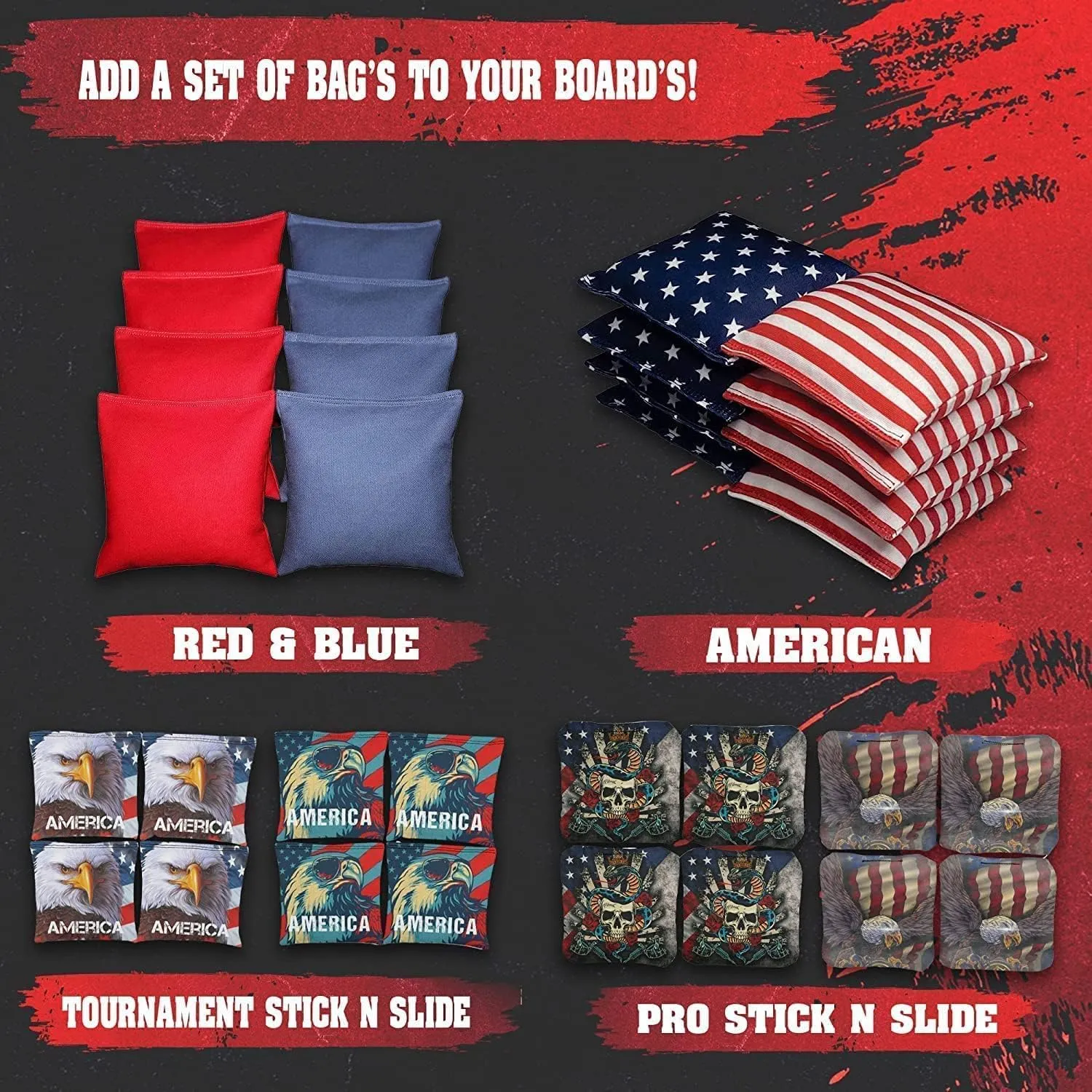 PRO Cornhole Boards, Impact Brace & Handle Cornhole Boards- 10  Designs Cornhole Set - Handemade in USA, Tournament 2x4 Regulation Premium Baltic Birch Boards for Bean Bag toss, and Tournaments