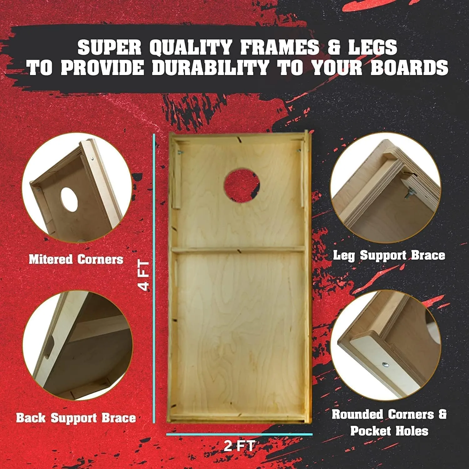PRO Cornhole Boards, Impact Brace & Handle Cornhole Boards- 10  Designs Cornhole Set - Handemade in USA, Tournament 2x4 Regulation Premium Baltic Birch Boards for Bean Bag toss, and Tournaments