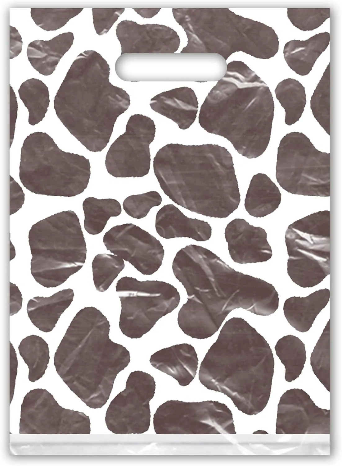 Pro Supply Global 9x12 100 Count Black and White Cow Print Designer Retail Boutique Merchandise Bags with Die Cut Handles Premium Printed Shopping Bags For Small Business Shop Owners