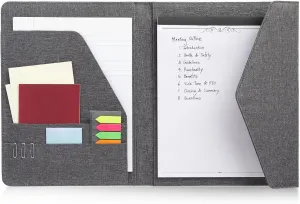 Professional Legal Notepad Portfolio, Grey Folio Notebook for Office, Business, Work, Pad Holder Folder Organizer for Documents (12.5x10)