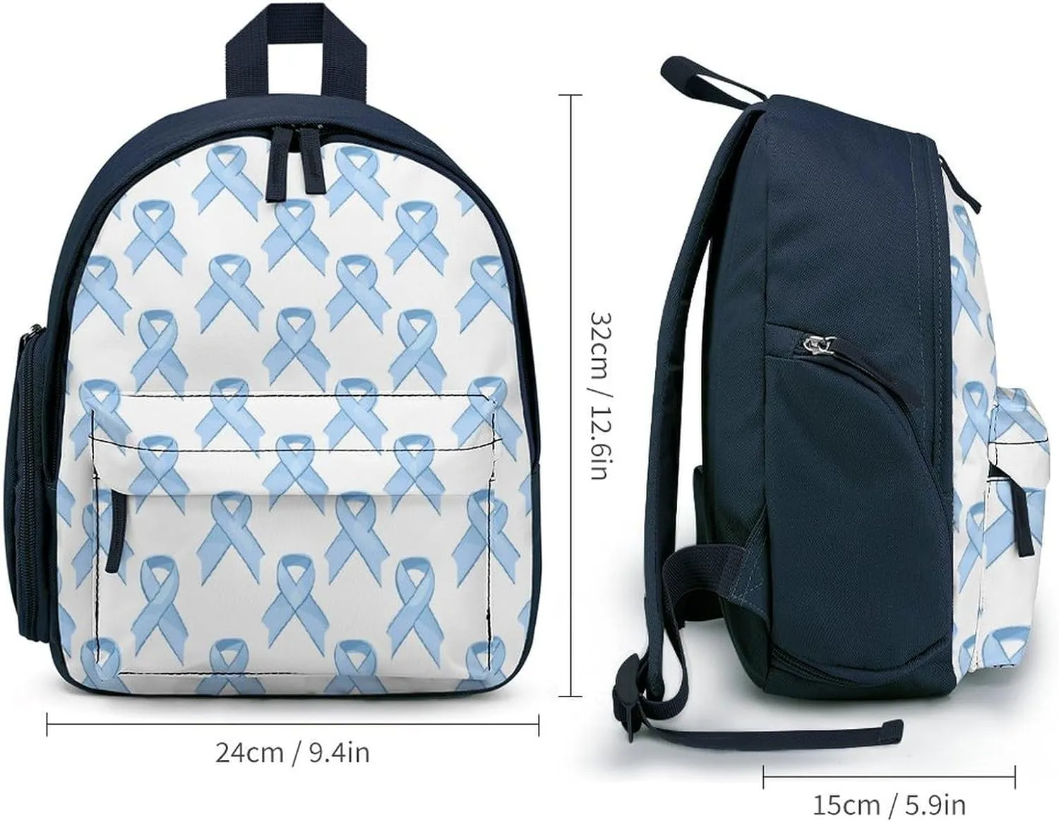 Prostate Cancer Awareness Blue Ribbons Backpack Small Shoulder Bag Travel Bag Casual Daybacks Handbags One Size