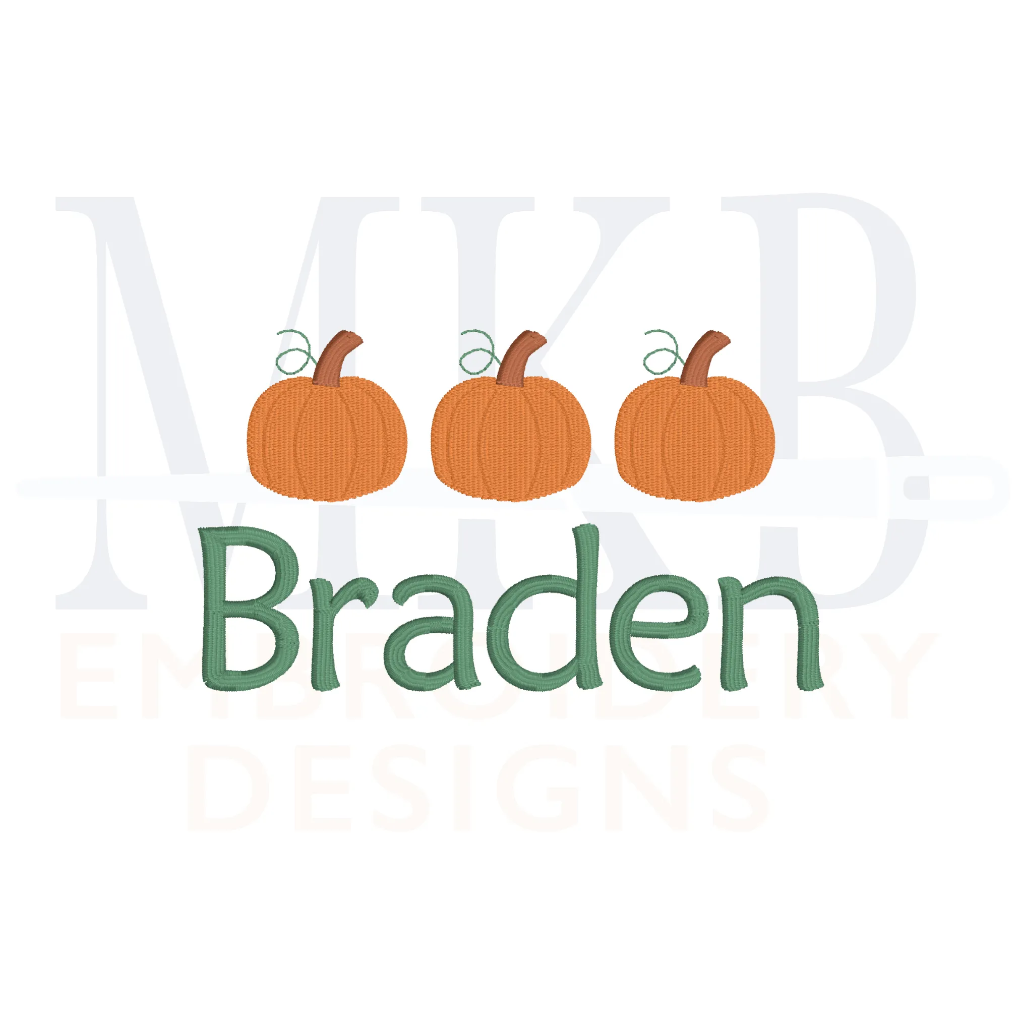 Pumpkin Trio Machine Embroidery Design File