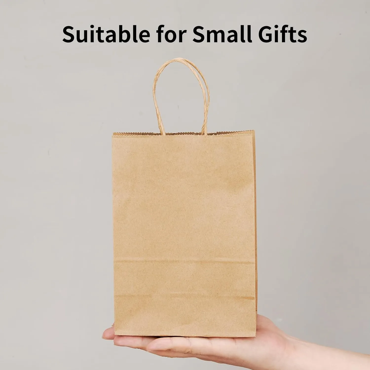 RACETOP 50 Pack Kraft Small Paper Bags with Handles Bulk, 5.8"x3.2"x8.25" Brown Gift Bags for Retail, Shopping, Birthday Parties, Mini Bag for Business, Goodies