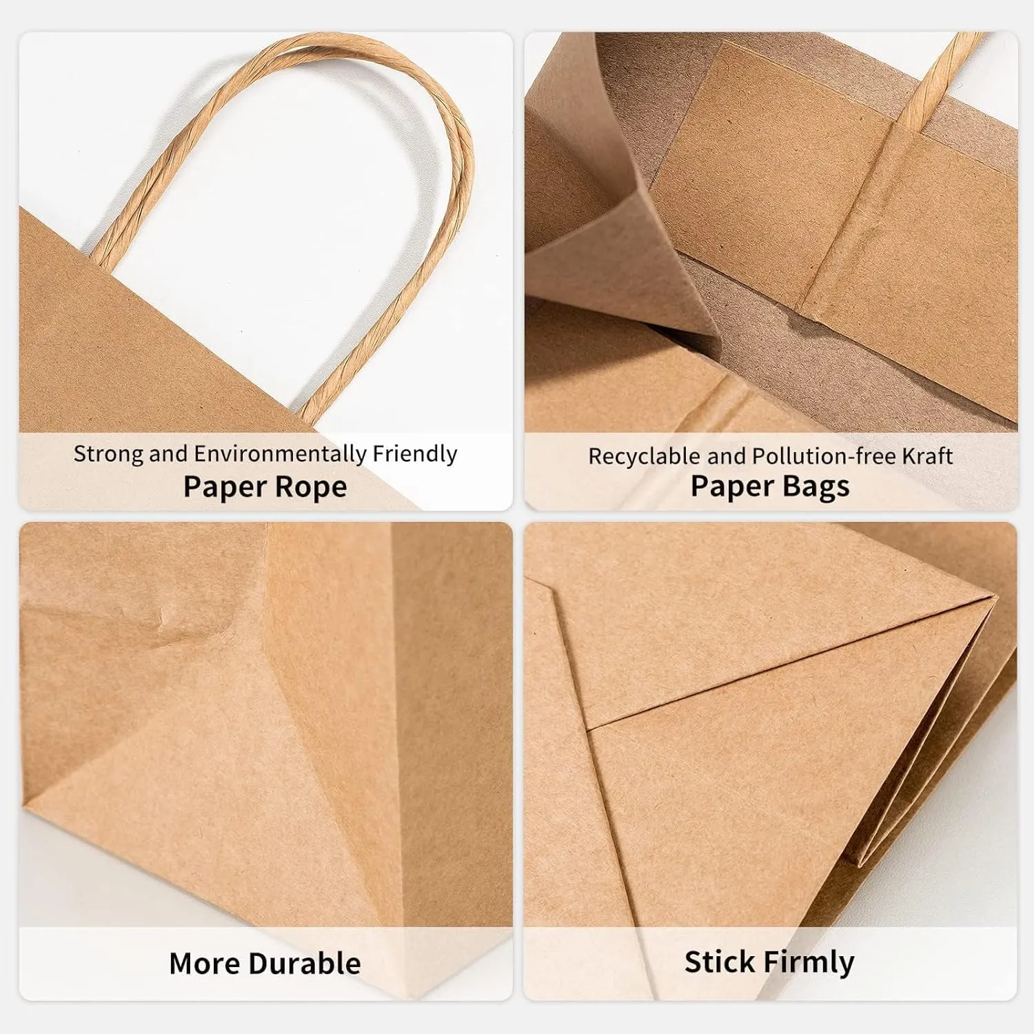 RACETOP 50 Pack Kraft Small Paper Bags with Handles Bulk, 5.8"x3.2"x8.25" Brown Gift Bags for Retail, Shopping, Birthday Parties, Mini Bag for Business, Goodies