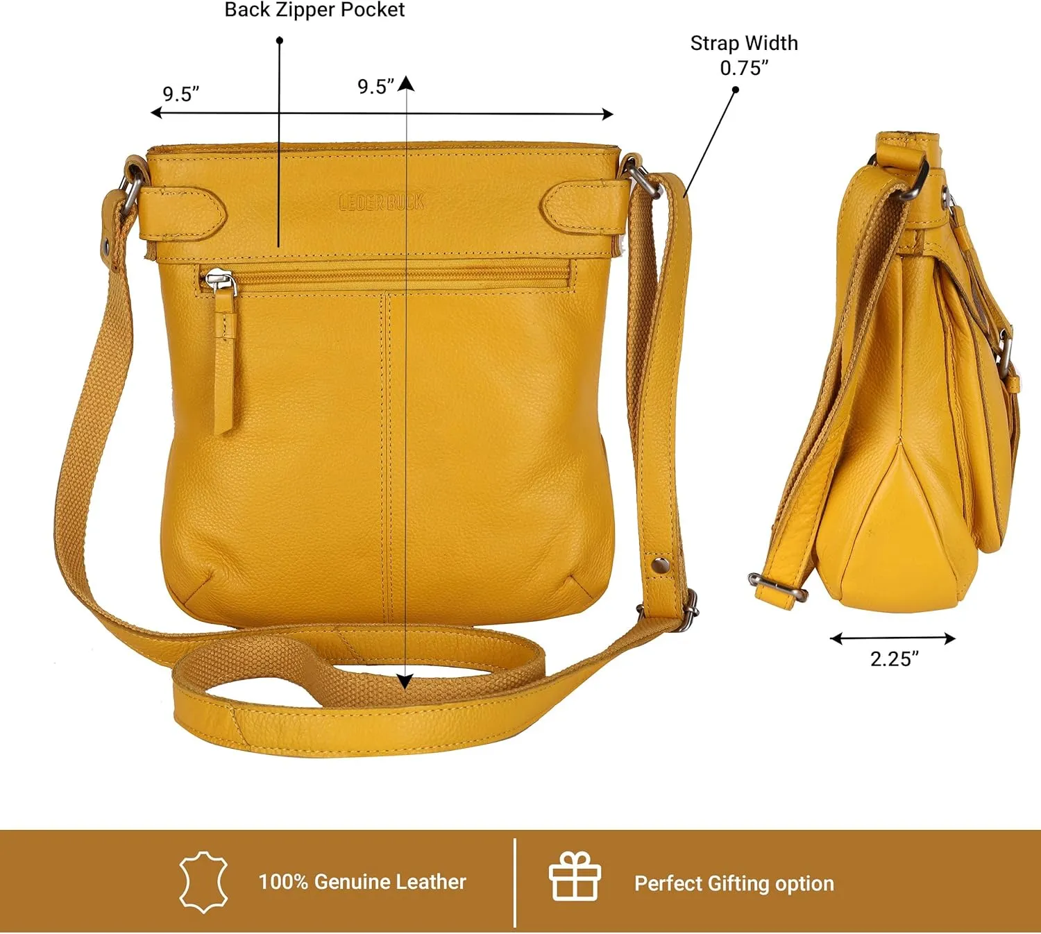 Real Leather Soft Small Womens Crossbody Handbags & Purses - Premium Sling Crossover Shoulder Bag