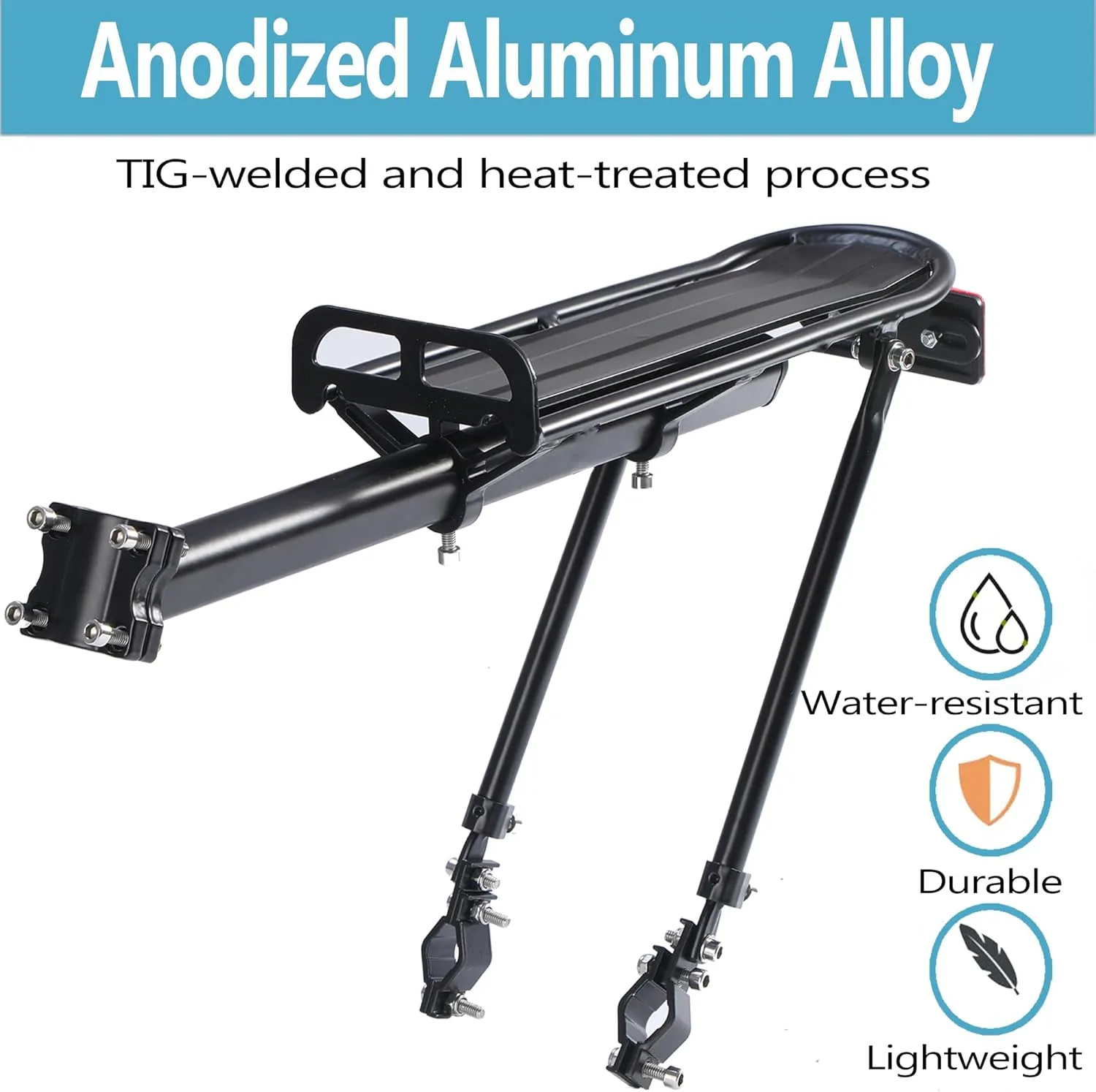 Rear Bike Rack,Bike Cargo Rack,Aluminum Alloy,Large Size Reflective,Retractable,Universal