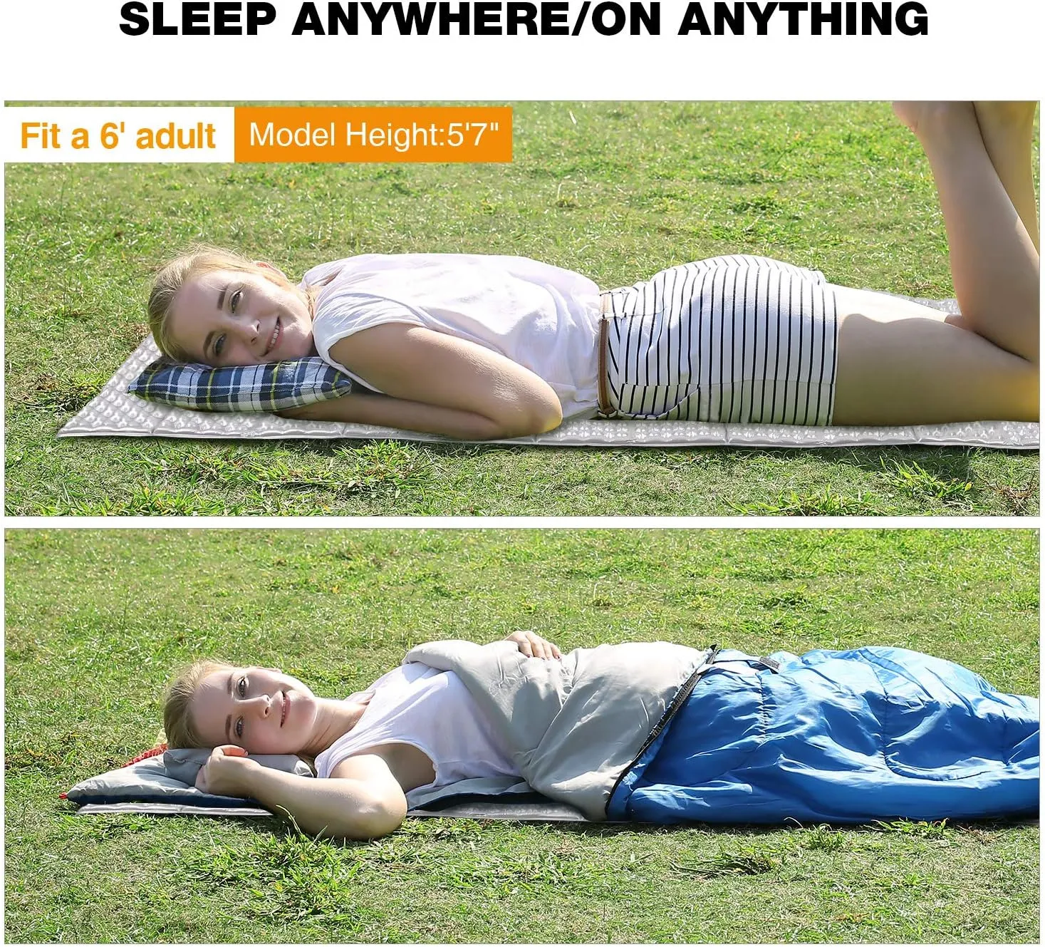 REDCAMP Foldable Foam Camping Pads for Sleeping, Waterproof Closed Cell Foam Camping Sleeping Pad - Ultra-Lightweight for Hiking & Backpacking, R-2.1 Insulated, Royal Blue/Grey/Green/Brown/Khaki