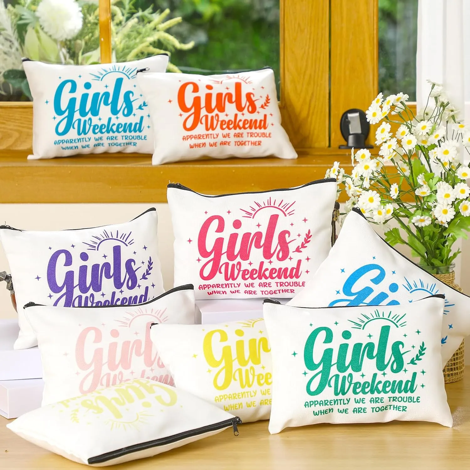Reginary Girls Weekend Gifts Favors Girls Weekend Makeup Bags Toiletry Cosmetic Bag Bestie Friendship Gifts for Women Wedding Bachelorette Mother's Day Party Favors