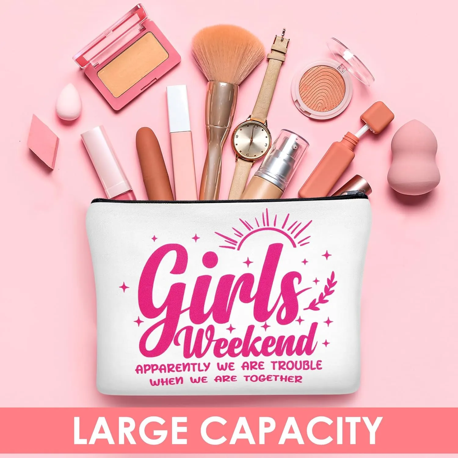 Reginary Girls Weekend Gifts Favors Girls Weekend Makeup Bags Toiletry Cosmetic Bag Bestie Friendship Gifts for Women Wedding Bachelorette Mother's Day Party Favors