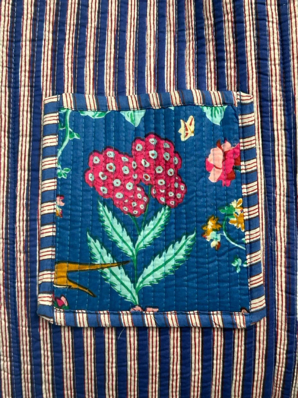 Reversible Cotton Quilted Tote - Blue Rose & Resort Vibes