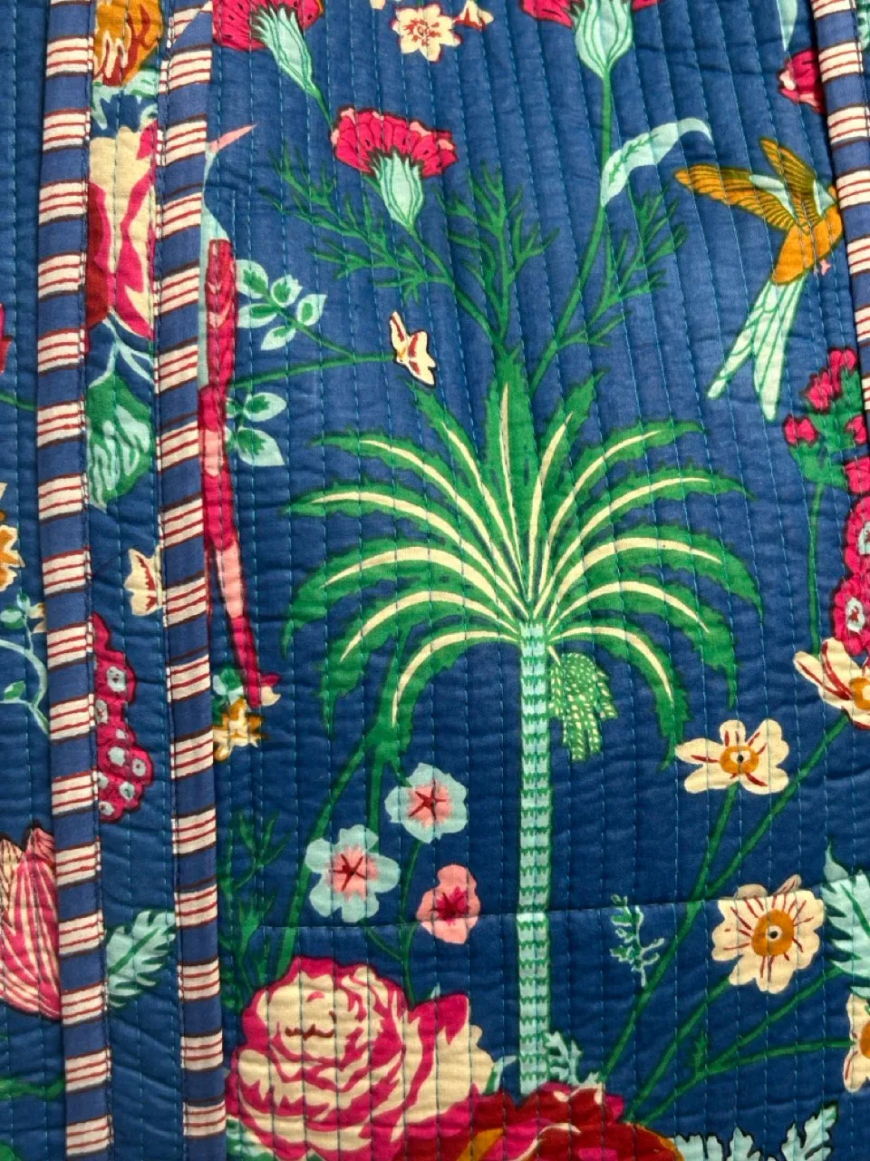 Reversible Cotton Quilted Tote - Blue Rose & Resort Vibes